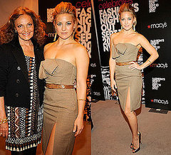 Kate Hudson Attends Fashion's Night Out in Strapless Plaid Michael Kors Dress