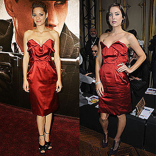 Marion Cotillard and Jessica Stroup Wear the Same Red Satin Strapless Vivienne Westwood Dress