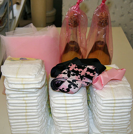 Diapers, Ribbon, Tulle and Champagne Diapers, Ribbon, Tulle and Champagne