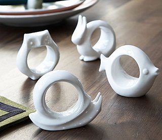 Desire/Acquire: Ceramic White Animal Napkin Rings