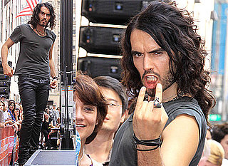 Photos Of Russell Brand At Rockefeller Plaza Rocking Out As Aldous Snow For Get Him To The Greek With Jonah Hill