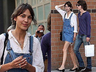 Photos of Alexa Chung in New York, Denim Dungarees Dress