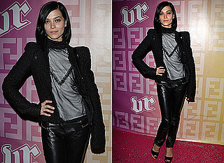 Leigh Lezark at Fendi O Party at Paris Fashion Week in Leather Trousers