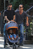 Jonny Lee Miller,his son and Jude Law out and about in New York