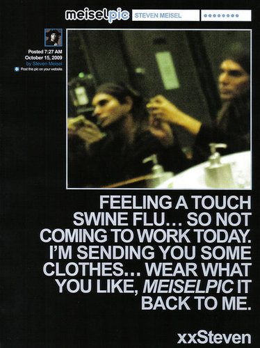 Full Look: Steven Meisel Spoofs Twitter for Vogue Italia December 2009 with "Meiselpic" Full Look: Steven Meisel Spoofs Twitter for Vogue Italia December 2009 with "Meiselpic"