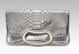 The Look For Less: Jalda Metallic Python Bean Clutch 