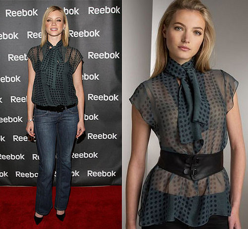 Found! Amy Smart's Sheer Polka Dot Blouse
