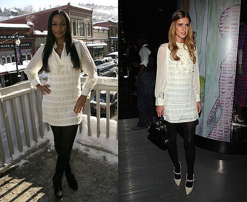 Nicky Hilton and Sanaa Lathan in Jenny Han Mini Tuxedo Dress