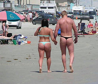 Couple Wears Matching Thongs on Beach