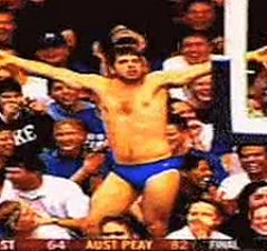 Dude Dances in Speedo at Basketball Game