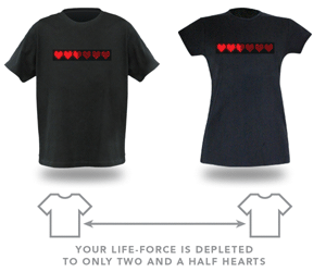 8-Bit Dynamic Life T-Shirt's Hearts Light Up When Lovers Are Near
