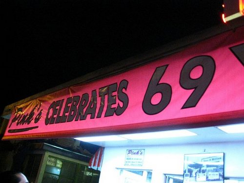 Pink's opened up in 1939 and is celebrating 69 years in Hollywood.
Pink's opened up in 1939 and is celebrating 69 years in Hollywood.