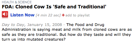 FDA ruling on cloned meat