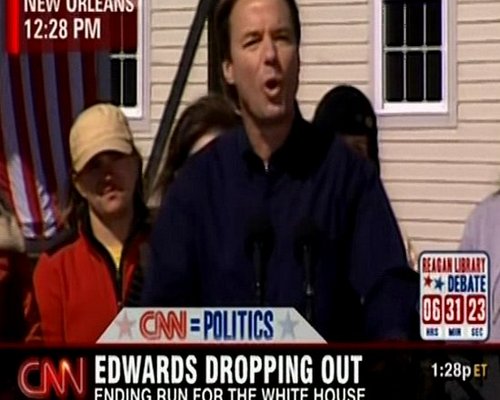 Headline: John Edwards Announces End to Campaign