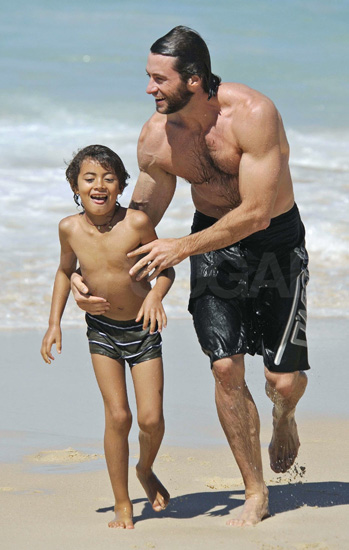 Hugh Jackman and son Oscar soaking up some sun in Sydney. Hugh Jackman and son Oscar soaking up some sun in Sydney.