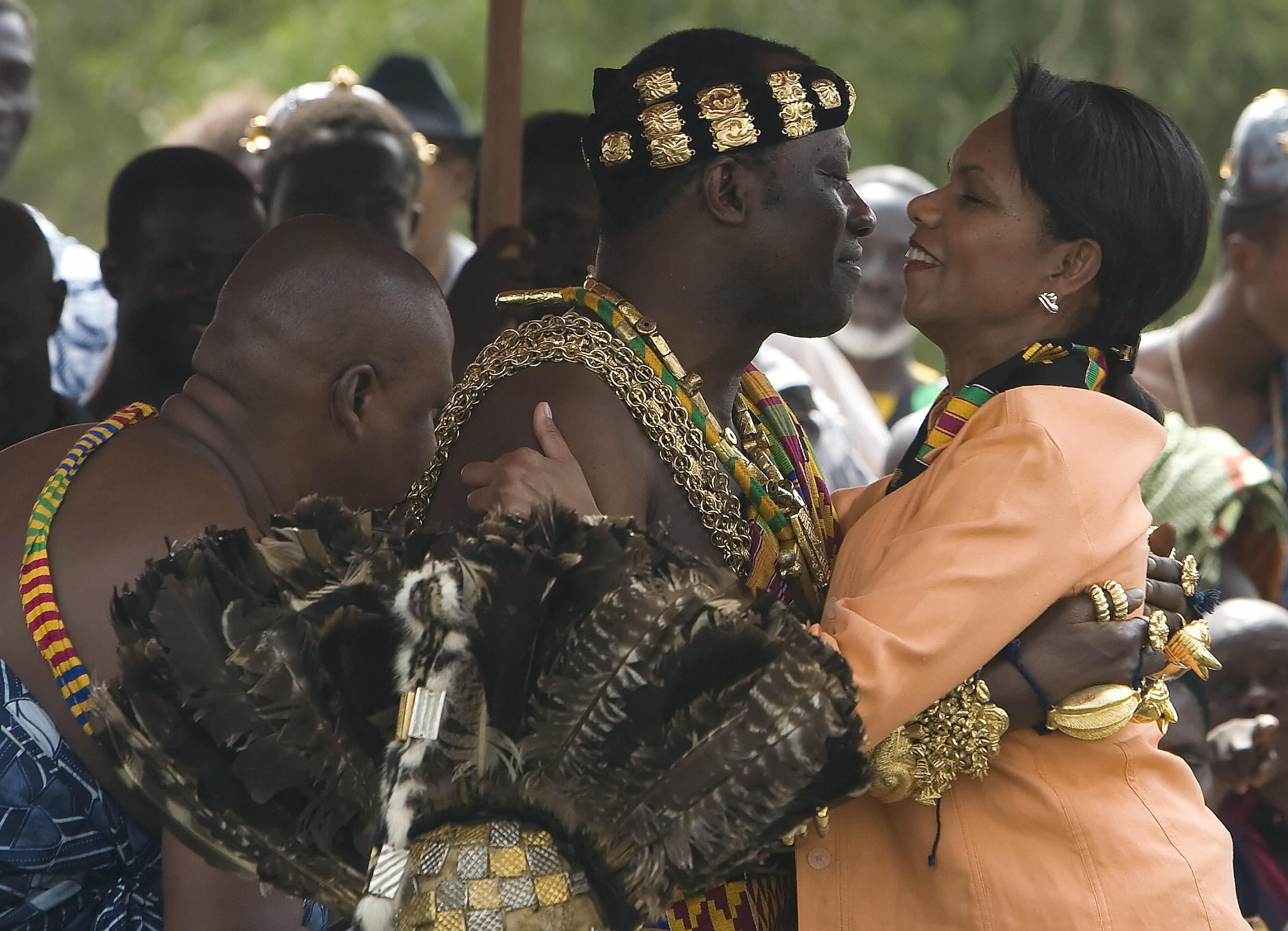 Secretary of State Rice greets tribal leaders in Ghana. Secretary of State Rice greets tribal leaders in Ghana.