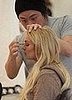 Lindsay Lohan getting makeup done