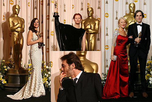 2008 Oscars Winners Daniel Day-Lewis, Marion Cotillard, Tilda Swinton and Javier Bardem in the Press Room