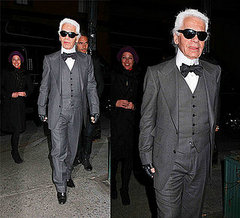 Karl Lagerfeld Spotted in New York Sporting New Style