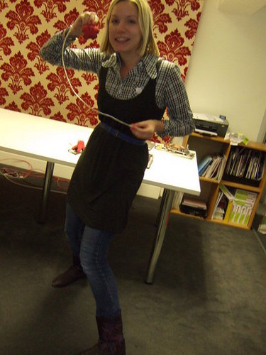 Layering a shirt, dress and jeans!