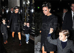 Victoria Beckham In Milan Wearing Black Coat, Christian Louboutin Boots, and Crystal Headband Victoria Beckham In Milan Wearing Black Coat, Christian Louboutin Boots, and Crystal Headband