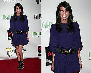 Emma Roberts Wears Purple Myne Dress
