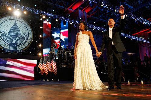 Michelle Obama in a White Jason Wu Gown at the Inaugural Ball