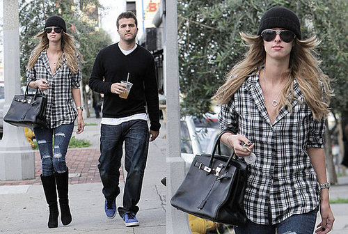 Nicky Hilton Hangs Out in LA In Black Beanie, Jet Jeans, and Hermes Birkin
