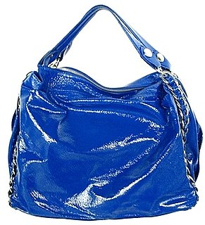 The Look For Less: Elisa Atheniense Patent Blue Handbag 