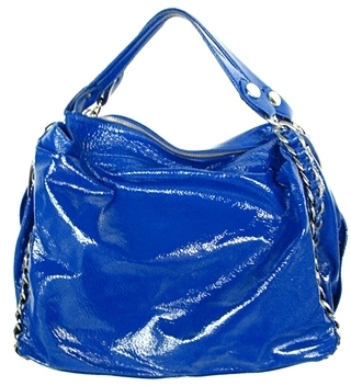 The Look For Less: Elisa Atheniense Patent Blue Handbag 