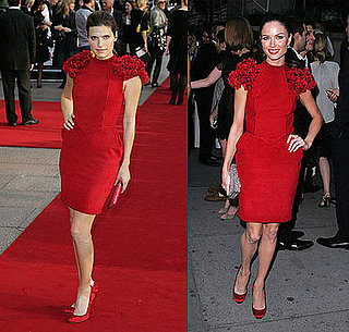 Who Wore It Better? Marchesa Red Rosette Dress 