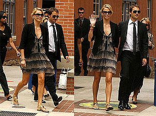 Charlize Theron Attends the 2008 Democratic National Convention in a Cute Print Dress and Black Blazer
