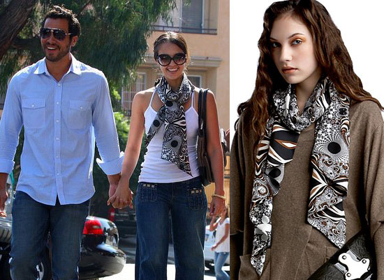 Found! Jessica Alba's Trippy Scarf Found! Jessica Alba's Trippy Scarf