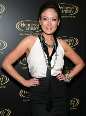 Lindsay Price in an Ivory Top With Black Tie at Third Annual Hennessy Artistry Concert Series Finale