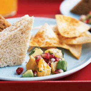 Pomegranate-Avocado Salsa With Spiced Chips Pomegranate-Avocado Salsa With Spiced Chips