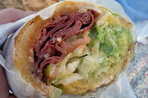 Salami and Bacon on Dutch Crunch Salami and Bacon on Dutch Crunch