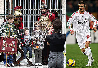 Photos of Victoria, Romeo, Cruz, Brooklyn, David Beckham in Rome, Touring Colosseum and in Milan Game