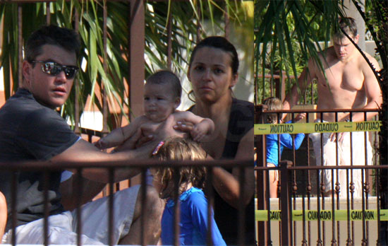 Matt Damon and Family Poolside