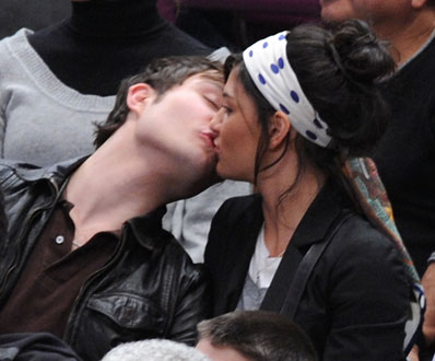 Ed Westwick and Jessica Szohr at Knicks Game