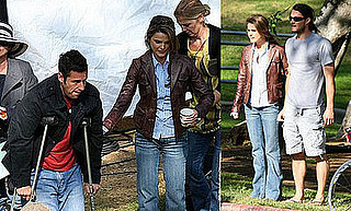 Keri Russell and Adam Sandler on the Set of Bedtime Stories