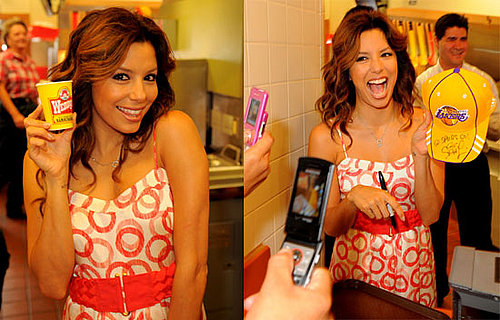 Photos of Eva Longoria Working at Wendy's