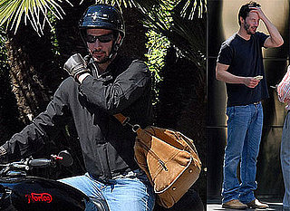 Keanu Reeves Rides His Motorcycle in LA, Gets a Package