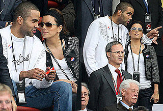Eva Longoria, Tony Parker, Roger Federer at the France-Italia Game in the Euro 2008