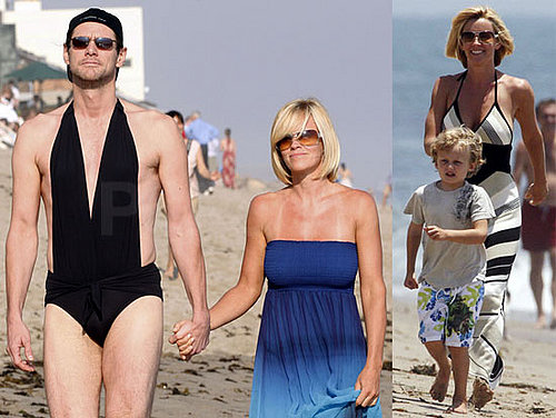 Photos of Jim Carrey and Jenny McCarthy Wearing The Same Bathing Suit 4th of July in Malibu