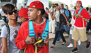 Photos of Rihanna and Chris Brown at the Barbados Airport