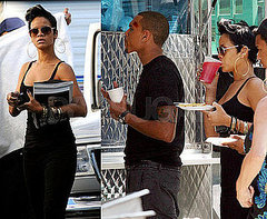 Photos of Rihanna Visiting Chris Brown on the Set of Bone Deep