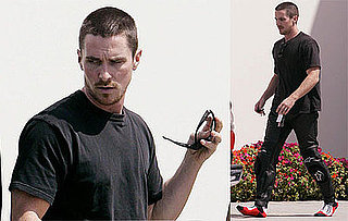 Photos of Christian Bale Shopping For Motorcycle Gear at Alpinestars in Los Angeles