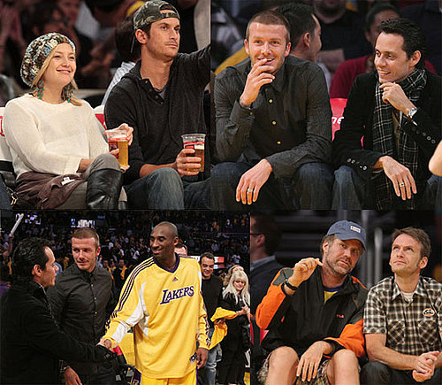 Photos of Kate Hudson, Oliver Hudson, David Beckham, Marc Anthony, Will Ferrell, Jonah Hill, Jack Black at Lakers Game