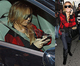 Photos of Lindsay Lohan On Her Blackberry
