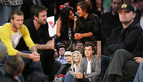 Photos of David Beckham, Leonardo DiCaprio, Gwen Stefani, Zac Efron, Vanessa Hudgens at Lakers-Knicks Game in LA